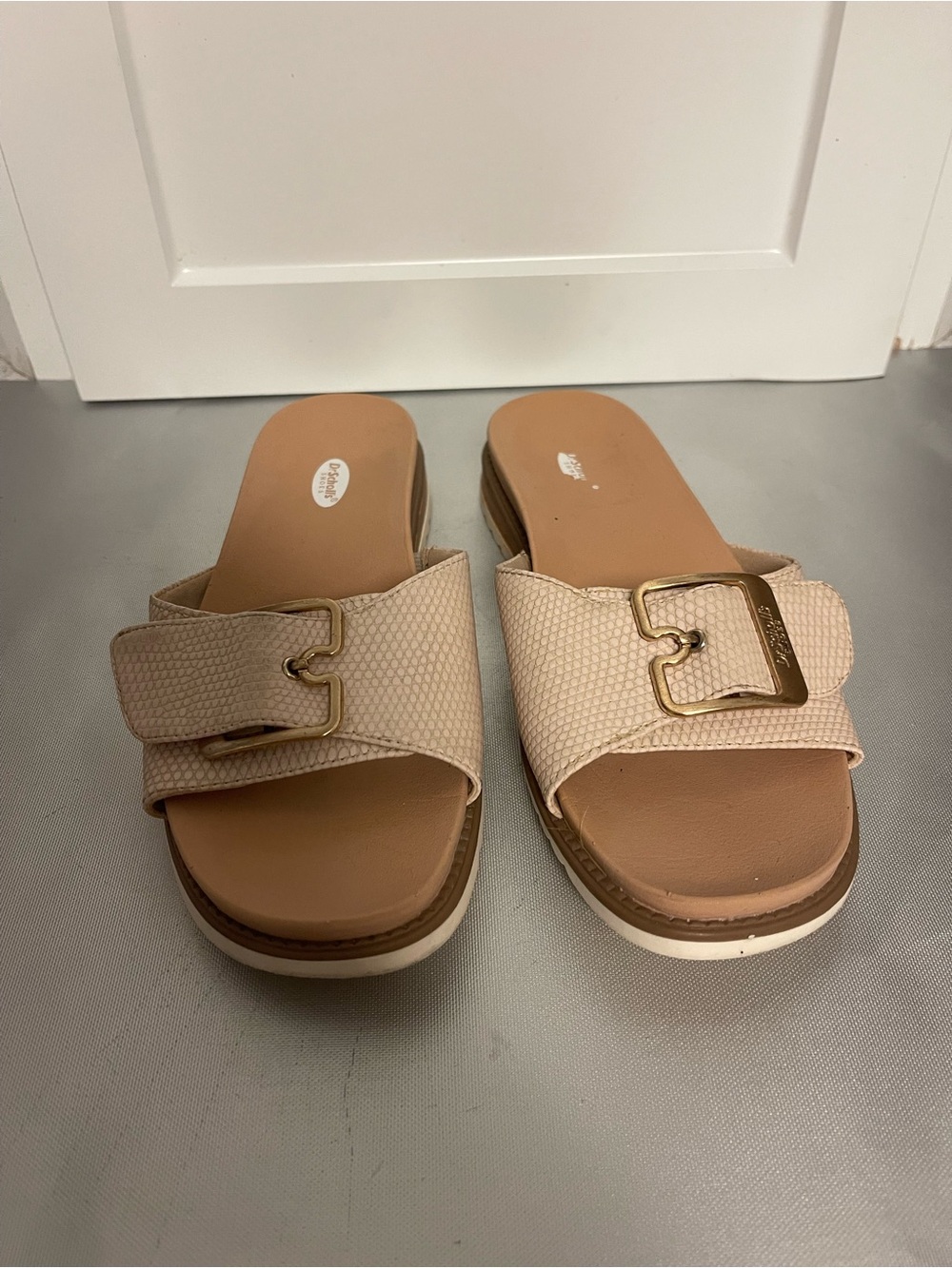Dr Scholl’s Women’s Originalist 2 Beige Buckle Slide Sandals - Sz 6M